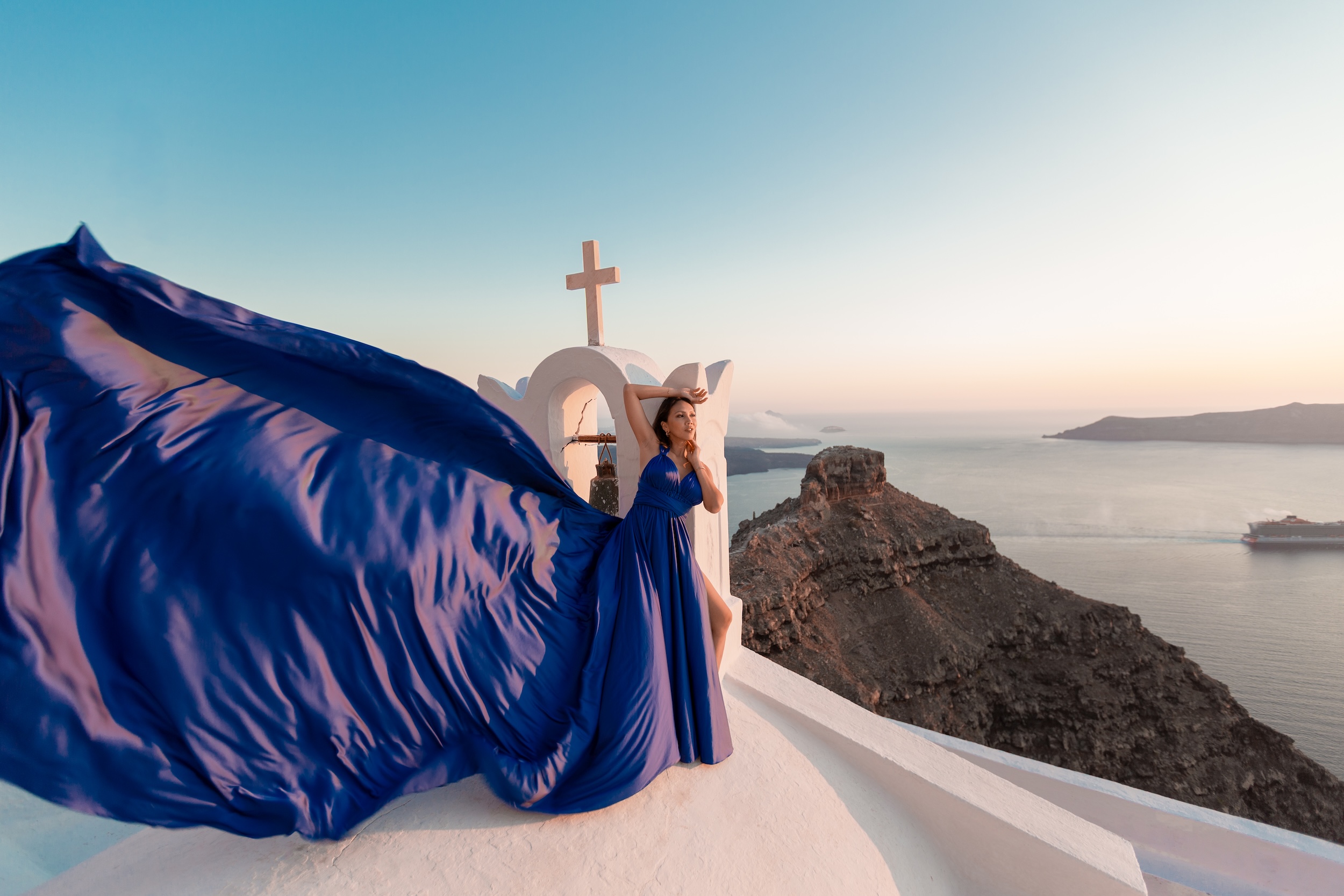 Blue Metallic Dress Santorini