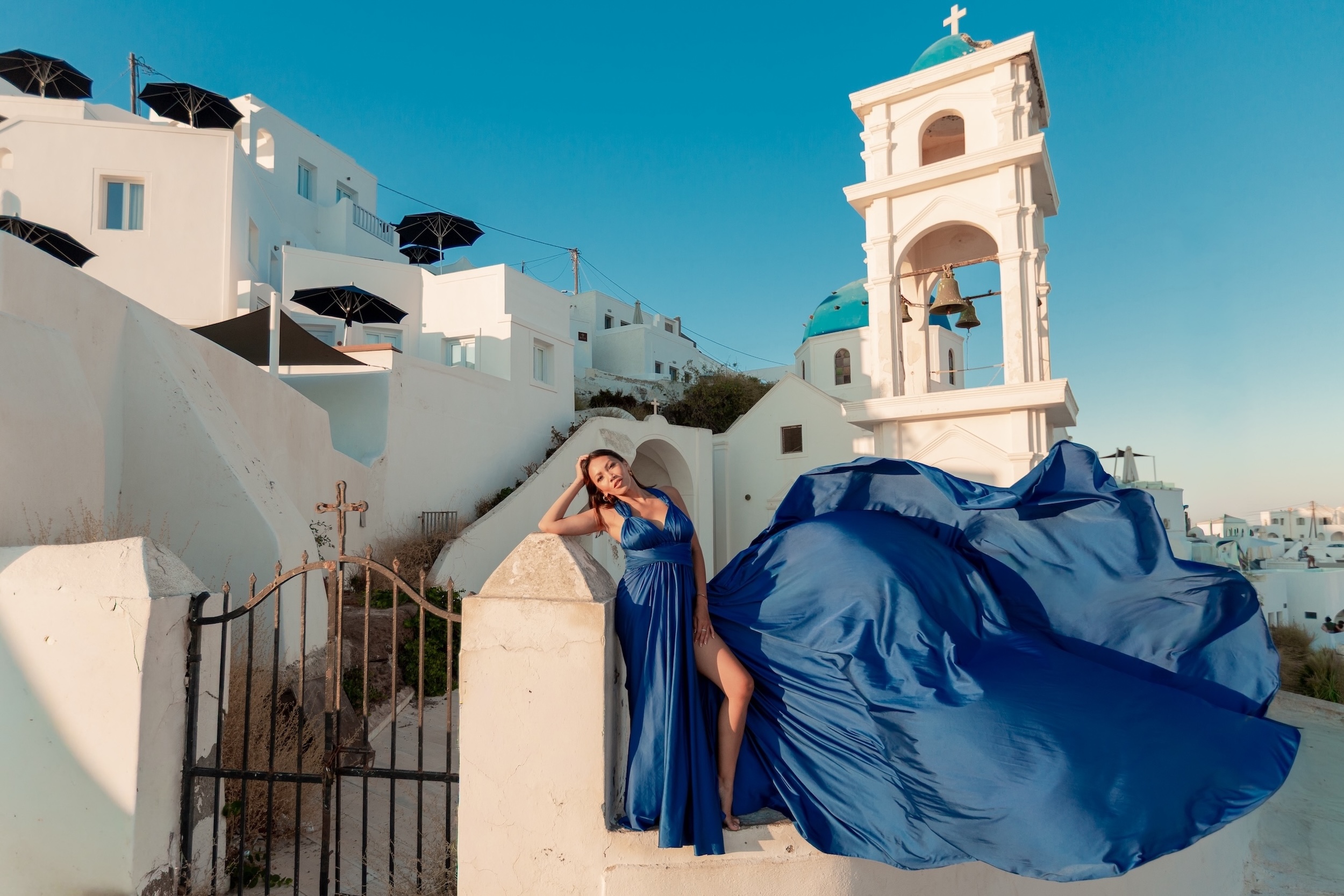 Blue Metallic Dress Santorini